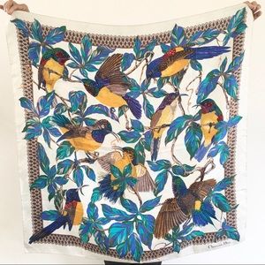 Vintage Dior Large Silk Twill Bird Scarf